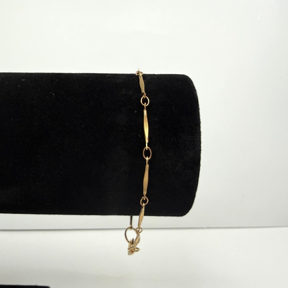 Gold Tone Bar Chain Bracelet Dainty Simple Elegant Fashion Clasp Jewelry Sz 7.25